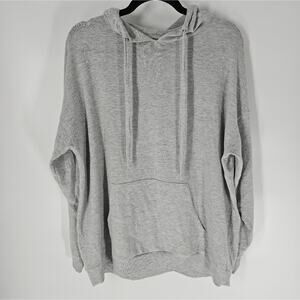 Alo Yoga Heathered Grey Distressed Oversized Long Sleeve Pullover Hoodie S